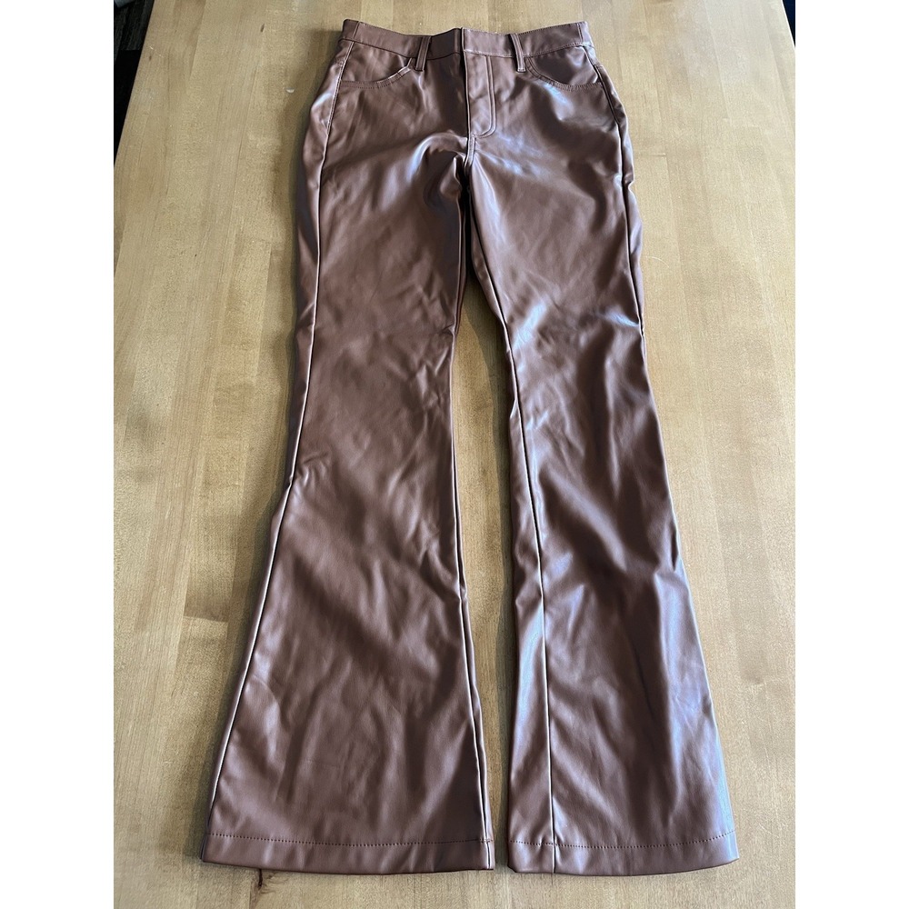 Fashion On Earth Flare Leg Faux Leather Pants Women's Sz XS Chocolate Brown